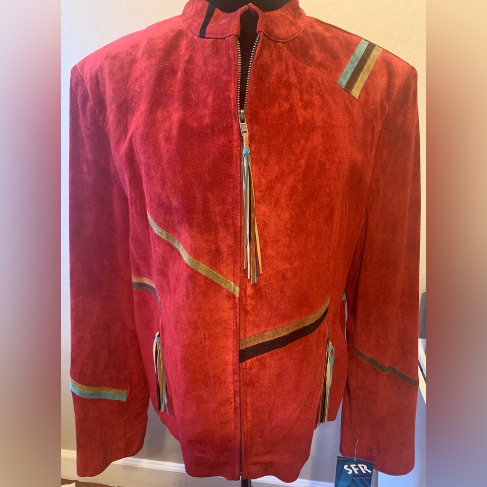 SFR Santa Fe Re-creations Craberry Suede Southwest Jacket w/tags L